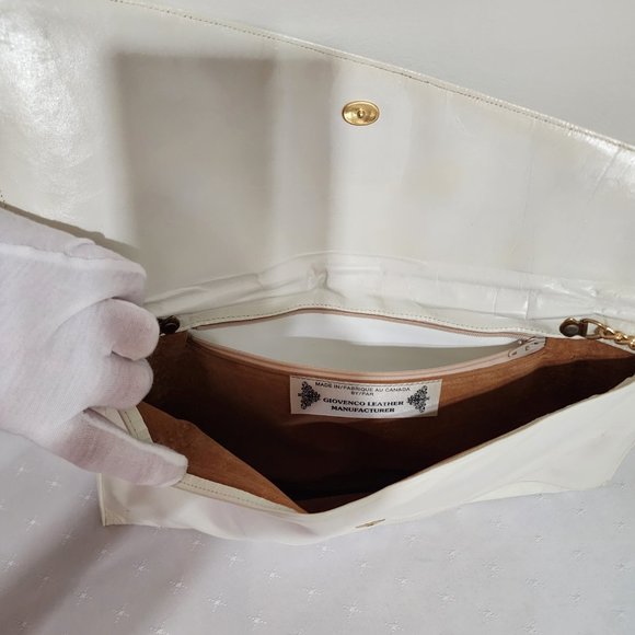 Timeless Vintage Elegant Slim Envelope Cream Clutch Shoulder Bag Purse - Picture 2 of 7